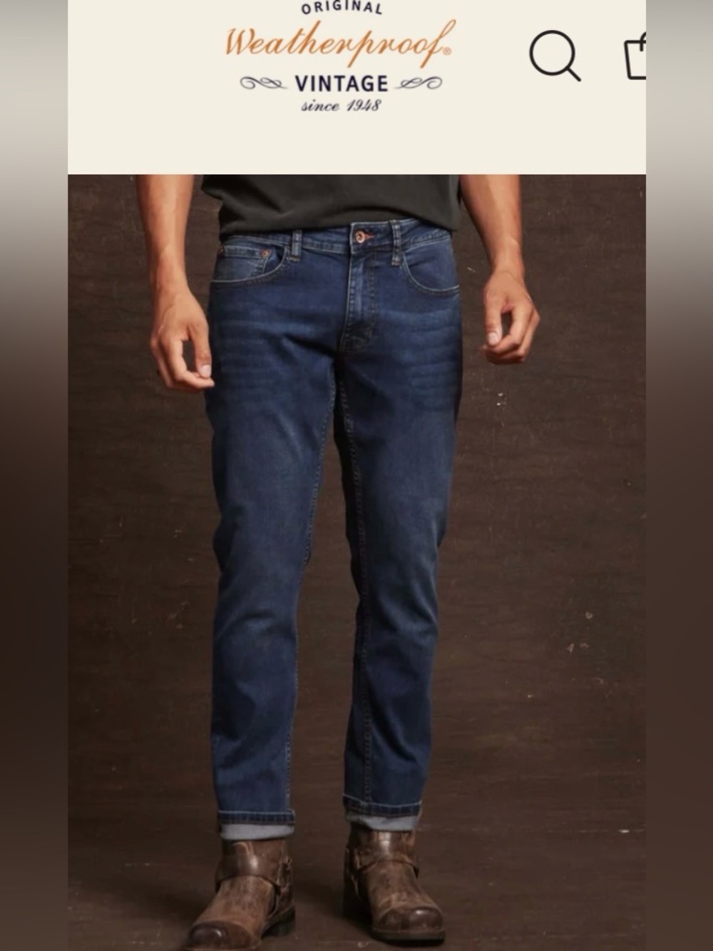 Weatherproof vintage straight jeans with lining